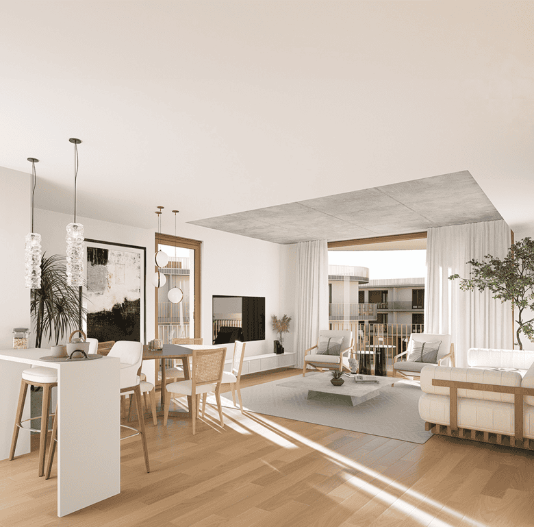 Heritage apartment interior in Coimbra, Portugal, showcasing contemporary design with traditional ch.