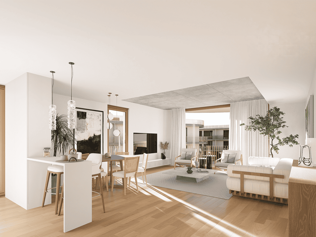 Heritage apartment interior in Coimbra, Portugal, showcasing contemporary design with traditional ch.