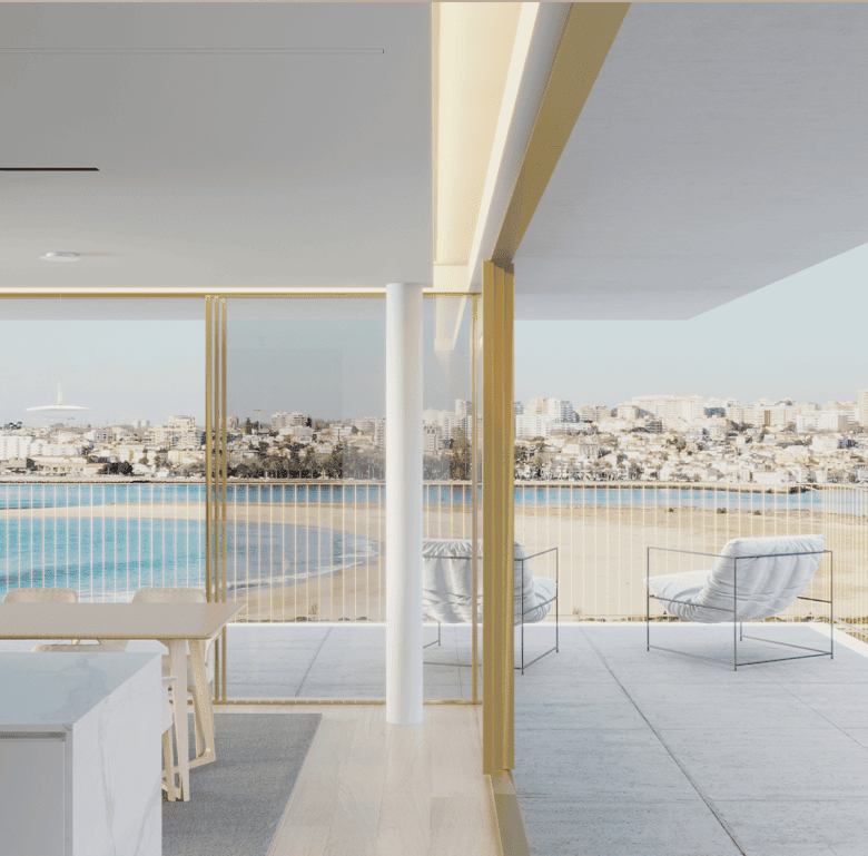 Modern apartment with panoramic river views in Porto, Portugal.