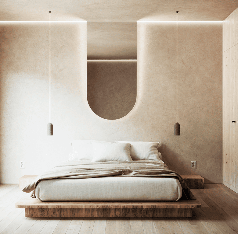Modern bedroom in Panama City with minimalist design and natural lighting.