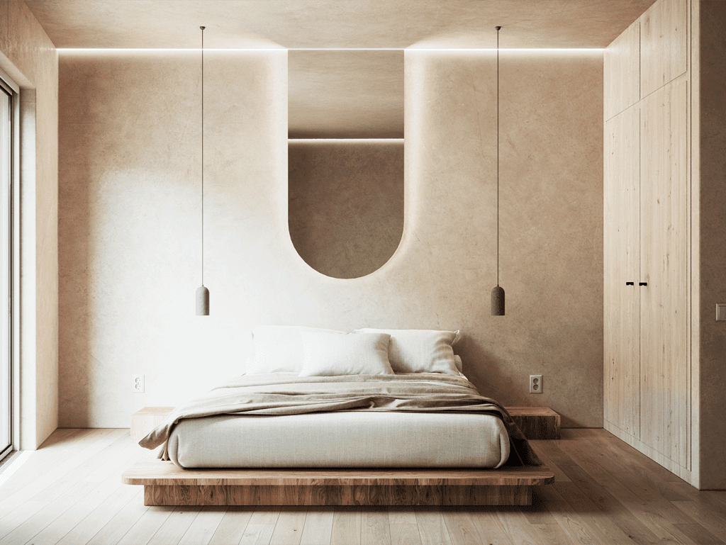 Modern bedroom in Panama City with minimalist design and natural lighting.