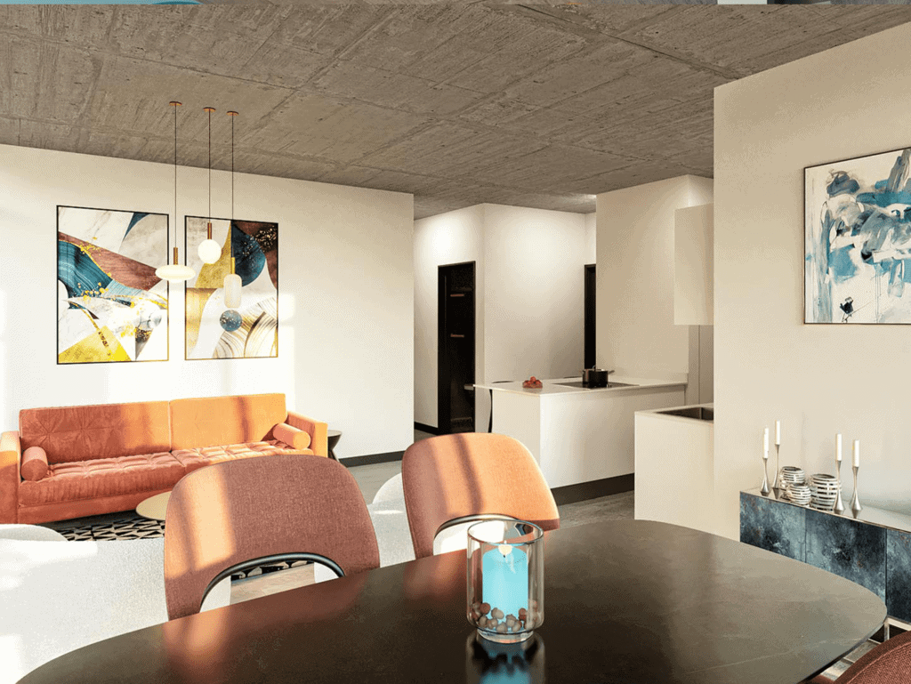 Modern living room in Barrio Escalante, San Jose, Costa Rica with contemporary decor.