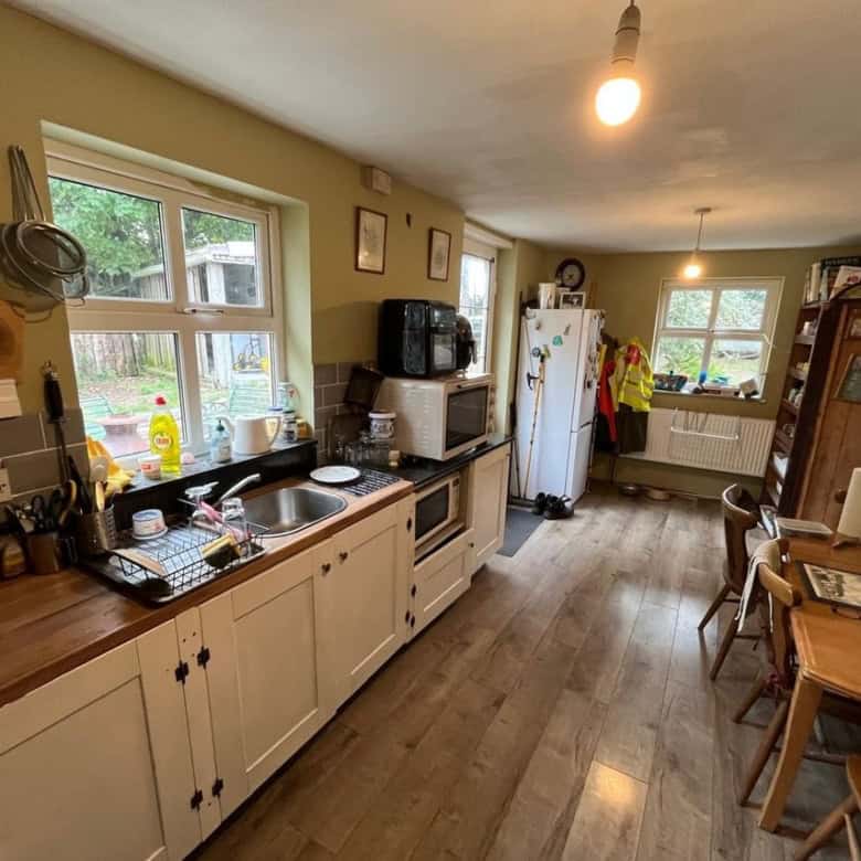 Charming 2-bed Irish cottage kitchen in Farranmacfarrell, Ballina, County Sligo, featuring rustic de.