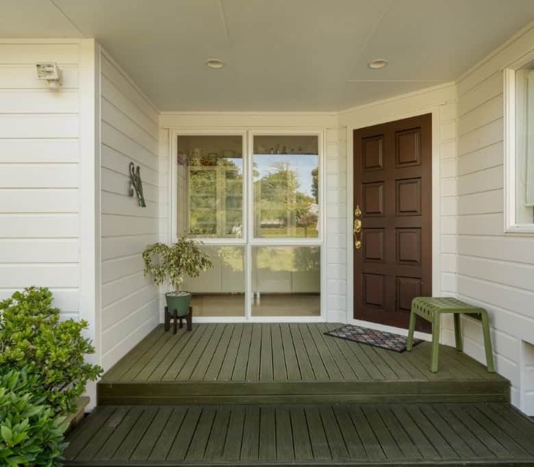 Front porch of a charming cottage in Tauranga, Bay of Plenty, New Zealand.