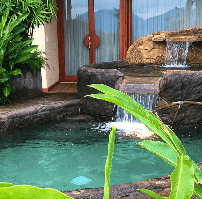 Relaxing private pool at Arenal Hills resort in La Fortuna, Costa Rica.