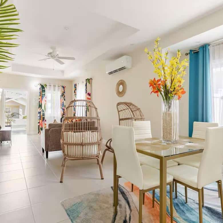Spacious living and dining area in a luxury 3-bedroom house at Sunshine Seashore Ocean Pointe, Lucea.