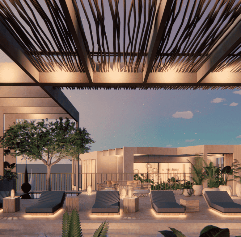 Alma - Bucerias, Mexico - luxurious rooftop pool with lounge chairs and scenic views.