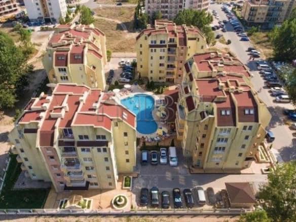 Apartment complex with pool view in Sea Dreams, Sunny Beach.