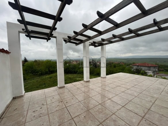 Balcony view of house with open pergola in Aleksandrovo, Burgas.