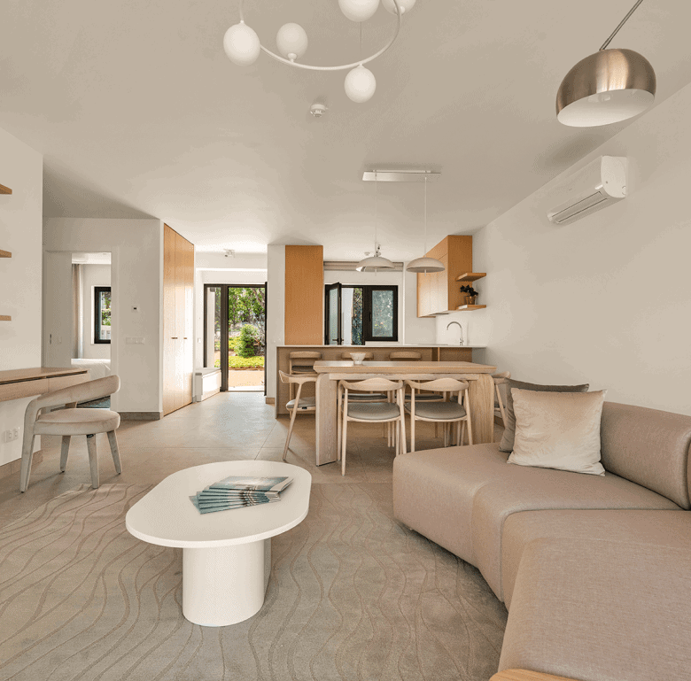 Modern Algarve living room with stylish decor and open-plan design.