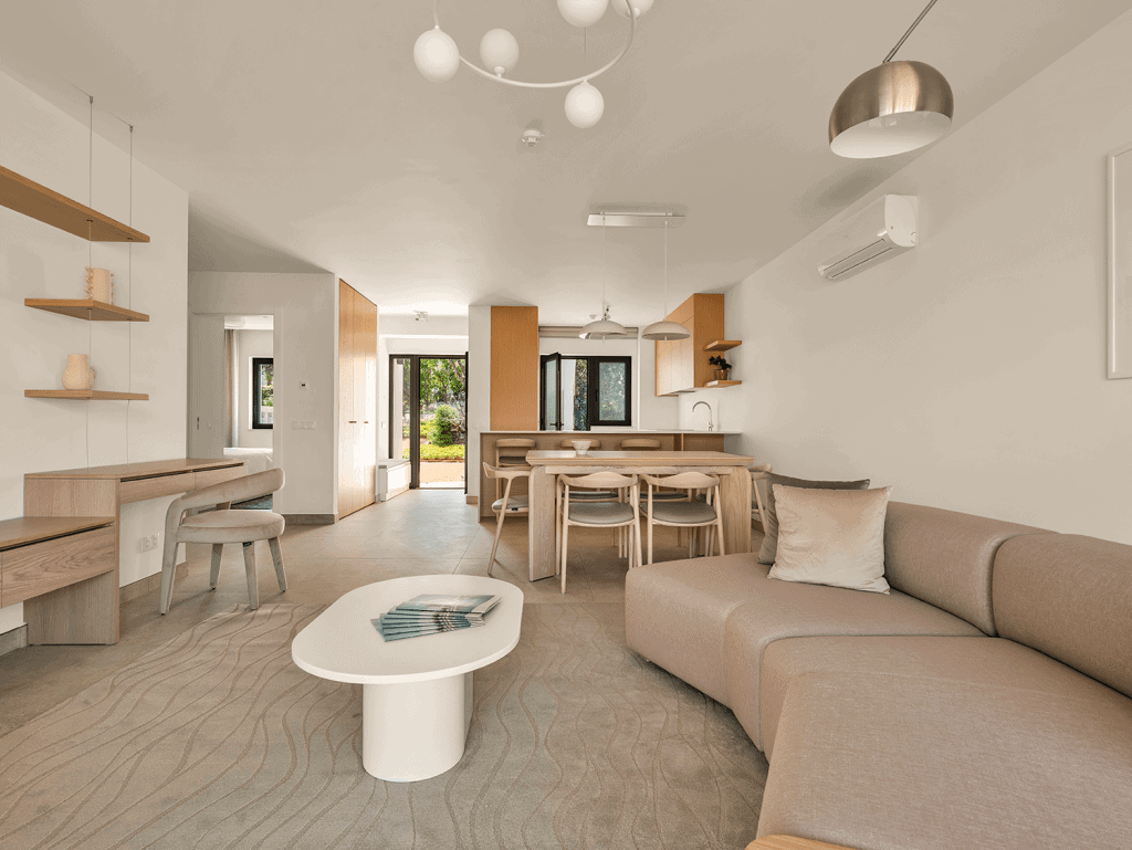 Modern Algarve living room with stylish decor and open-plan design.