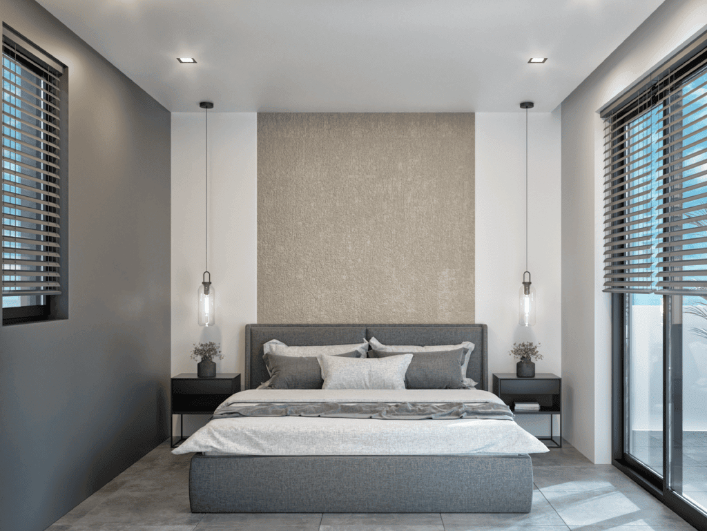 Contemporary bedroom in Koukaki, Athens with stylish decor and natural light.
