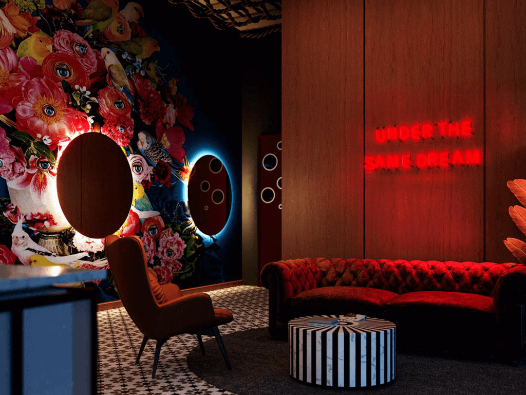 Bright, stylish interior of a home in Barrio Escalante, San Jose, Costa Rica. Modern decor with vibr.