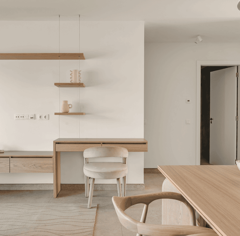Stylish Algarve home interior featuring minimalist design and natural wood elements.