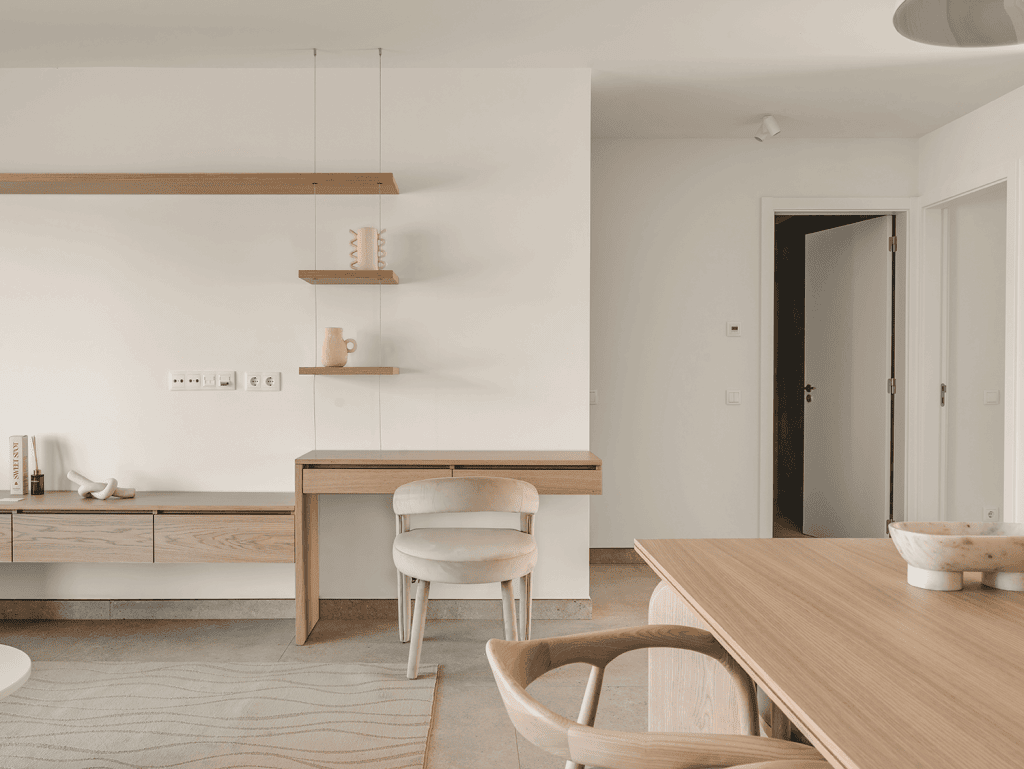 Stylish Algarve home interior featuring minimalist design and natural wood elements.