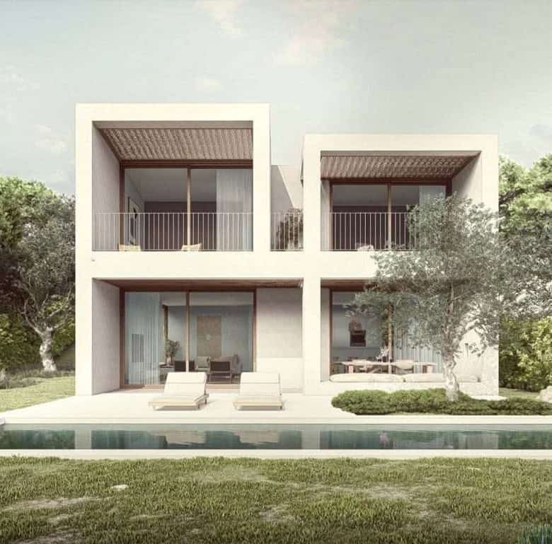 Modern villa with spacious balconies and pool in Ferragudo, Algarve, Portugal.