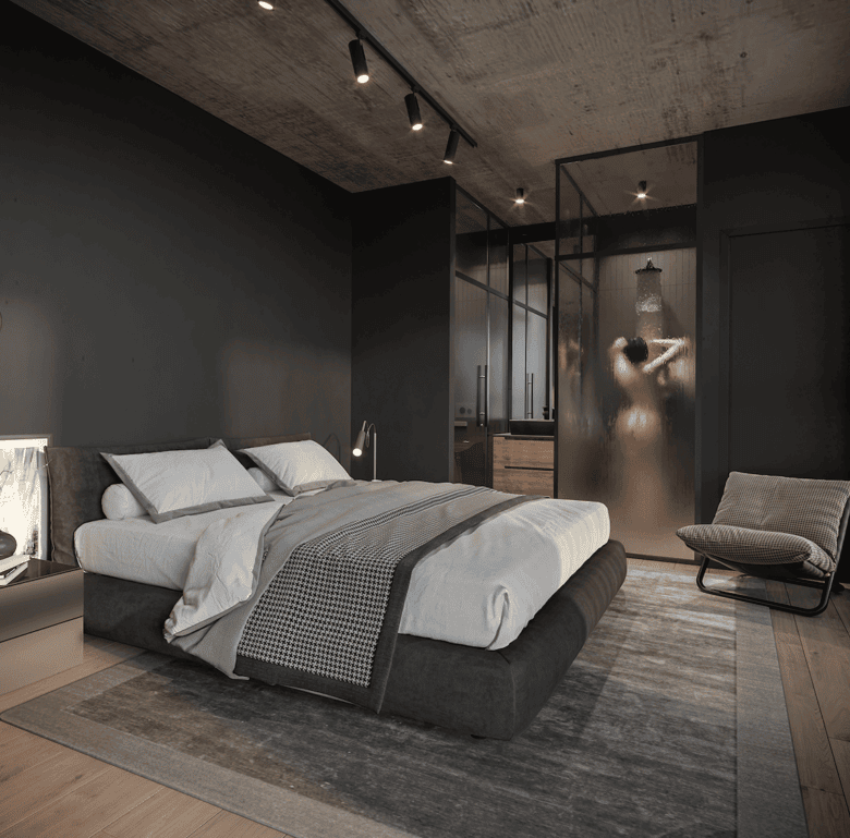 Luxurious bedroom in Coco del Mar, Panama City with contemporary design and elegant furnishings.