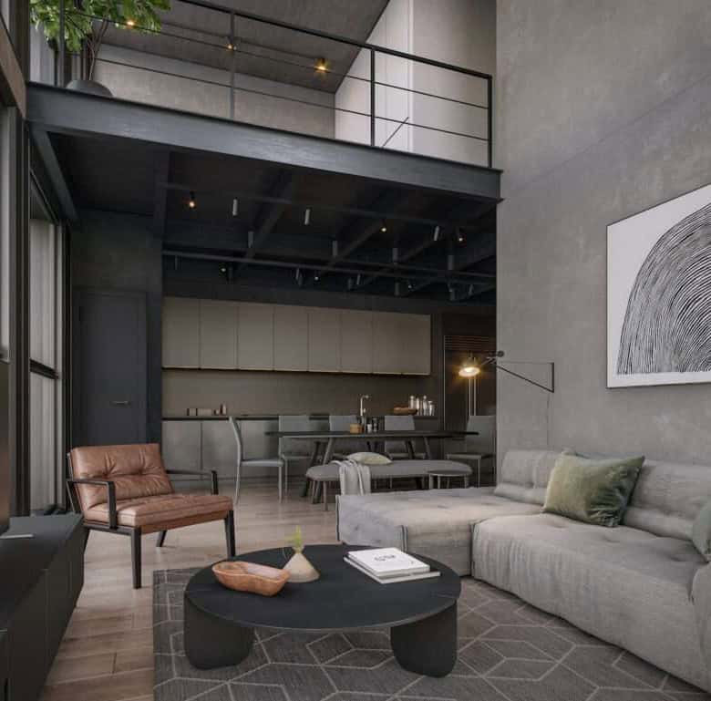 Contemporary living room with modern furniture in Coco del Mar, Panama City.