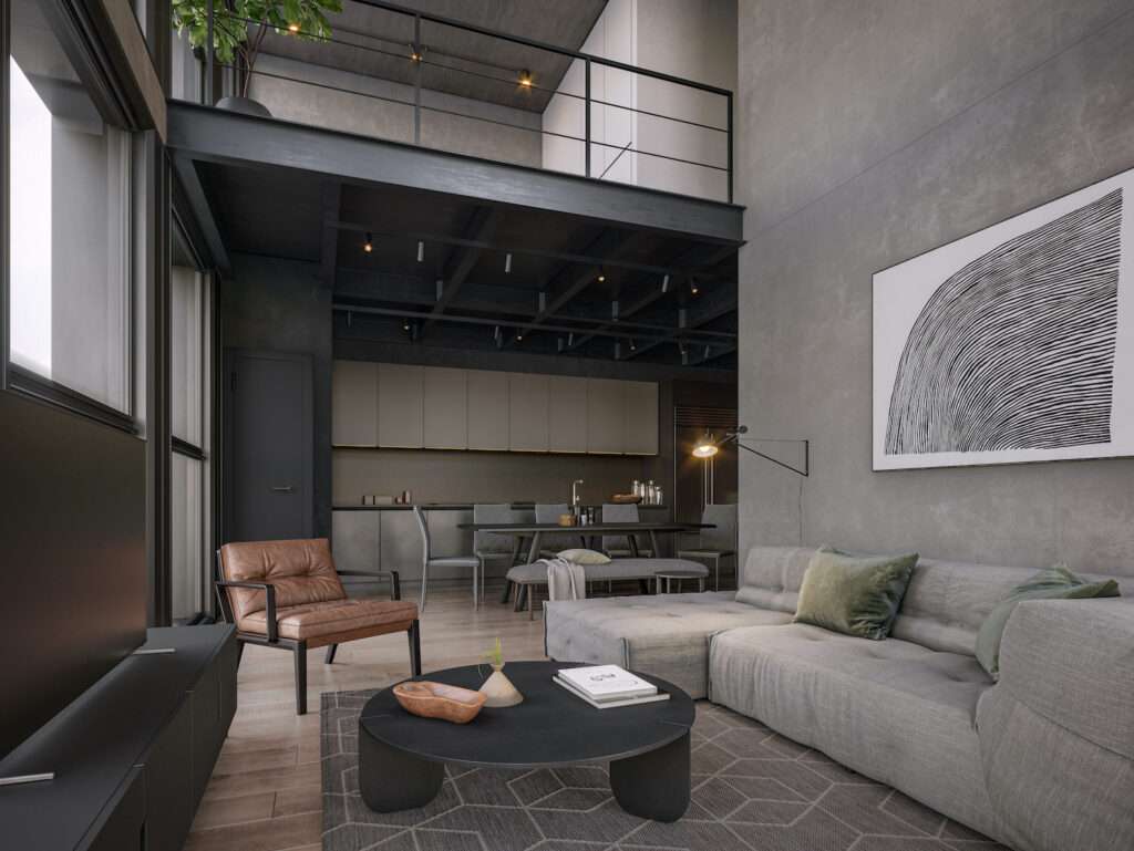 Contemporary living room with modern furniture in Coco del Mar, Panama City.