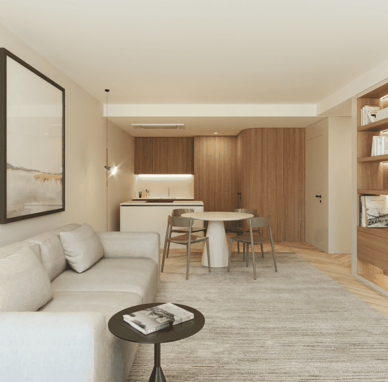 Spacious Braga apartment with contemporary furnishings and open-plan design.