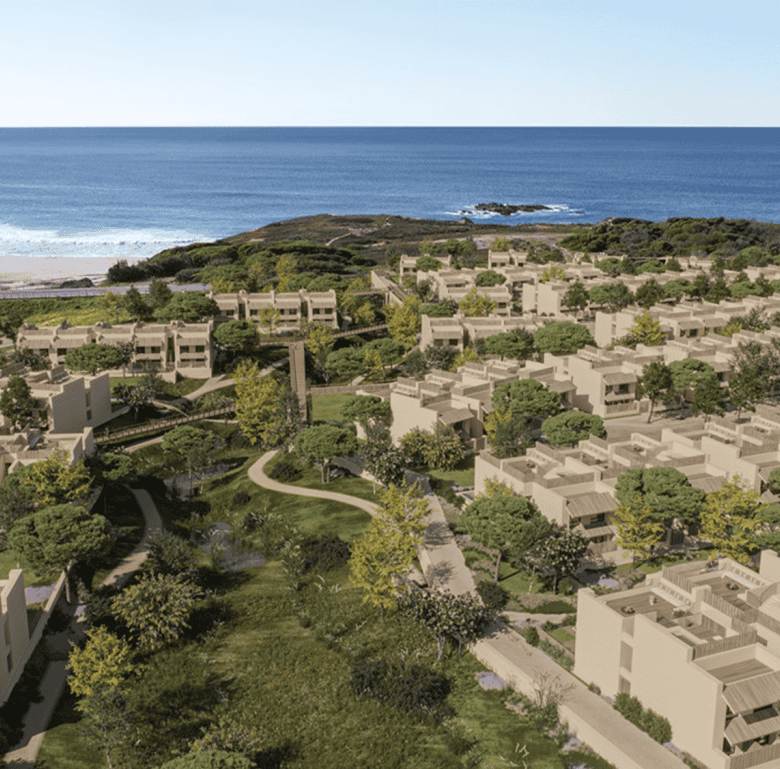 Modern residential complex near Porto Covo beach in Sines, Portugal.