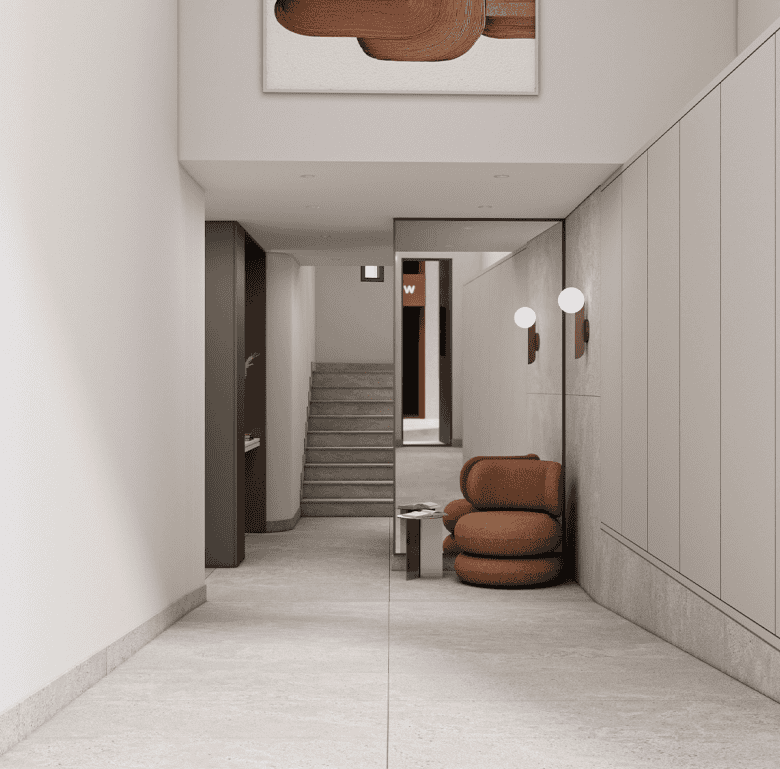 Contemporary Athens living space featuring sleek decor and comfortable furniture.