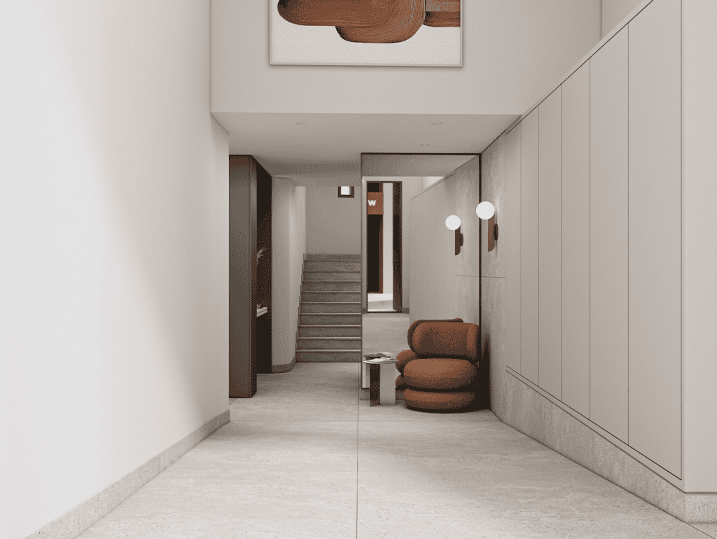Contemporary Athens living space featuring sleek decor and comfortable furniture.