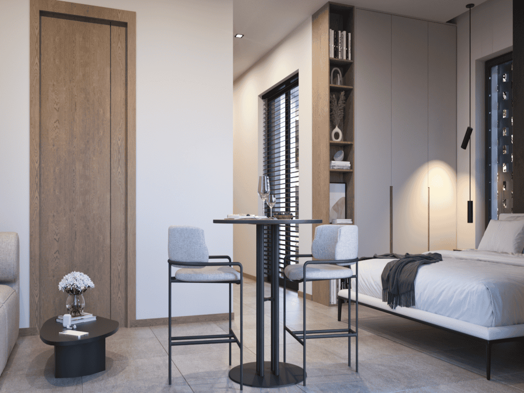 Bright, stylish living space in Pagkrati, Athens, Greece.