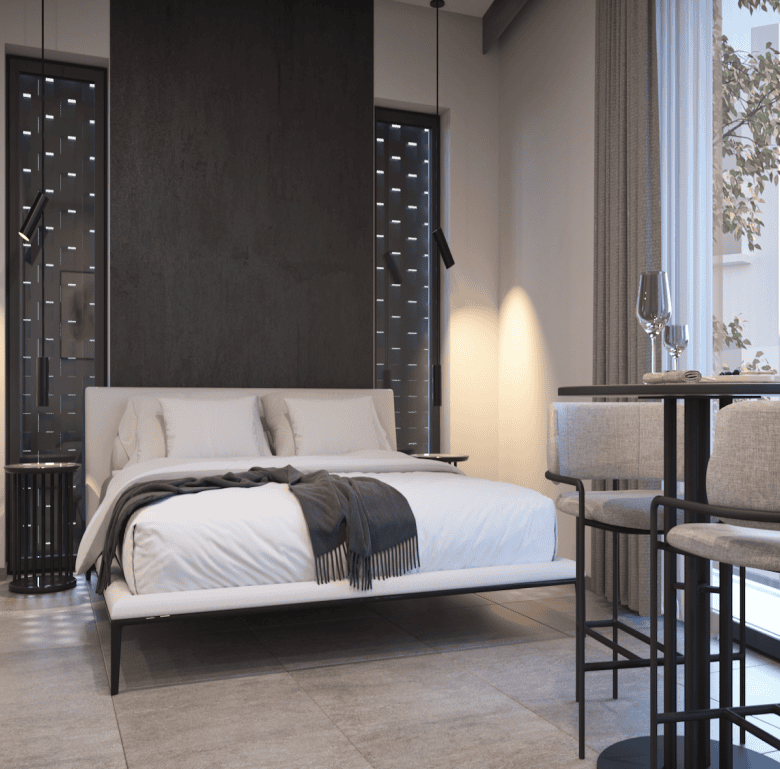 Stylish bedroom in Pagkrati, Athens, Greece with contemporary design and cozy ambiance.