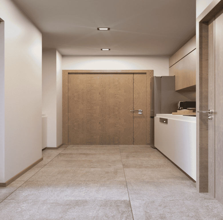 Interior view of a contemporary apartment in Pagkrati, Athens, Greece.