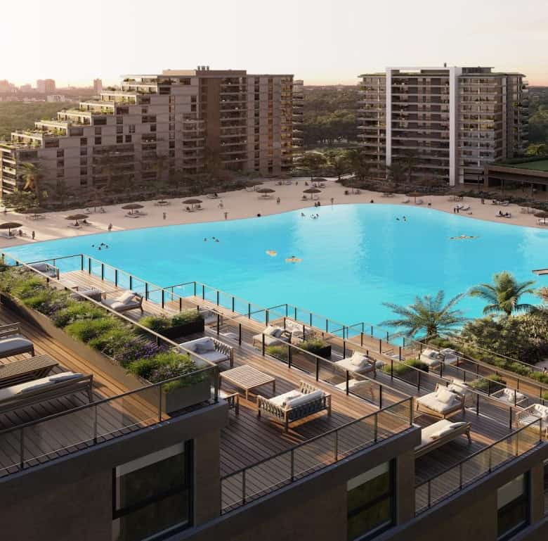 Lagoon view at luxury Asuncion property with modern amenities.
