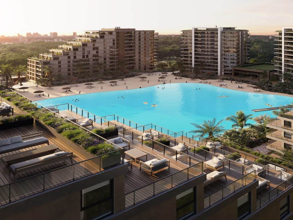 Lagoon view at luxury Asuncion property with modern amenities.