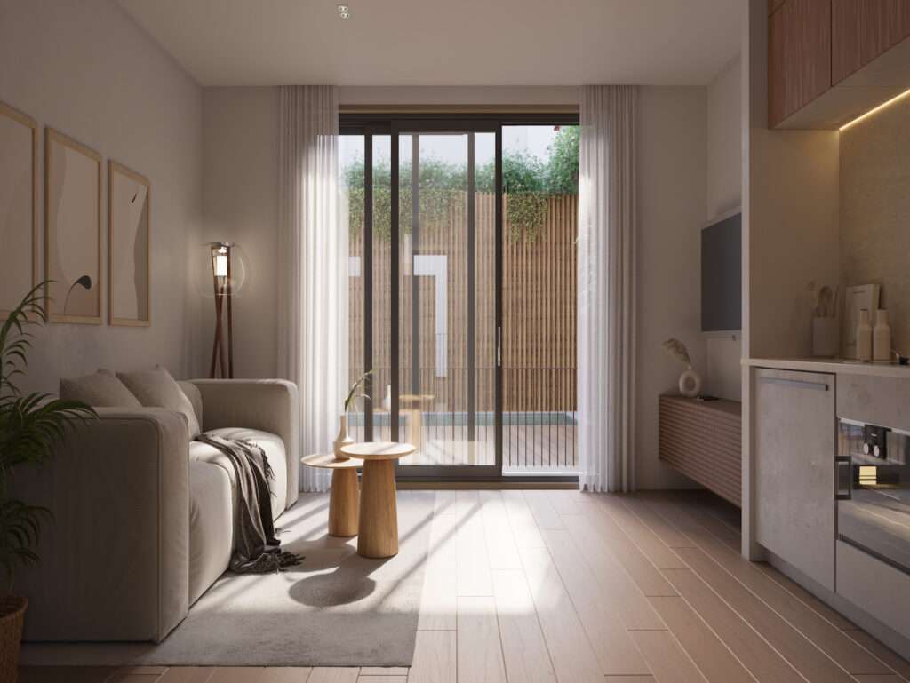 Bright, airy interior with contemporary furniture and natural light.