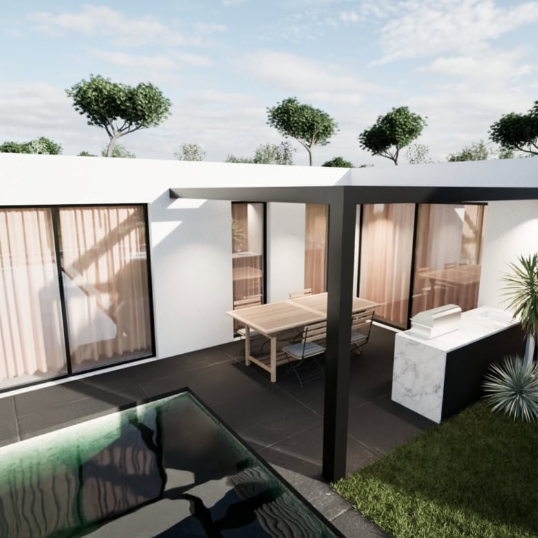 Stylish 3-bedroom villa with outdoor terrace and pool in Setubal, Portugal.