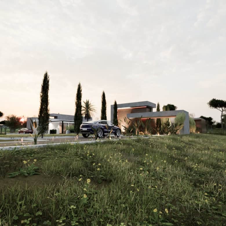 Modern villa with landscaped garden in Setubal, Portugal.