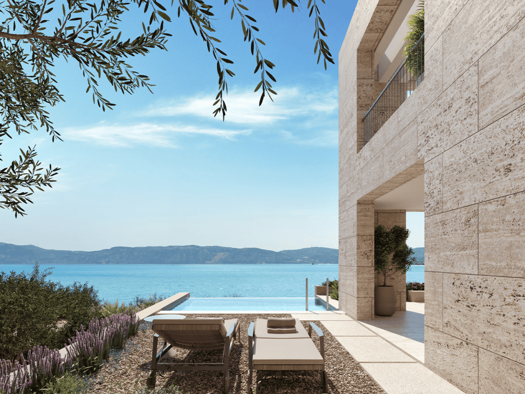 Beautiful waterfront view in Kissamos, Crete, Greece with modern architecture and relaxing outdoor s.