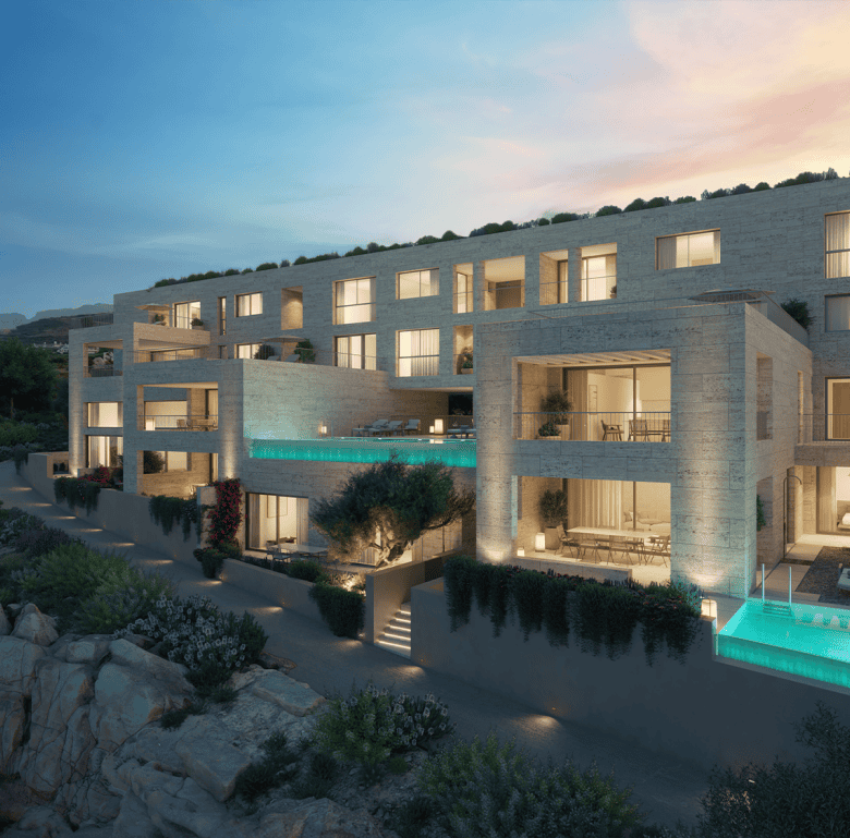 Modern waterfront apartments in Kissamos, Crete with stunning sea views.