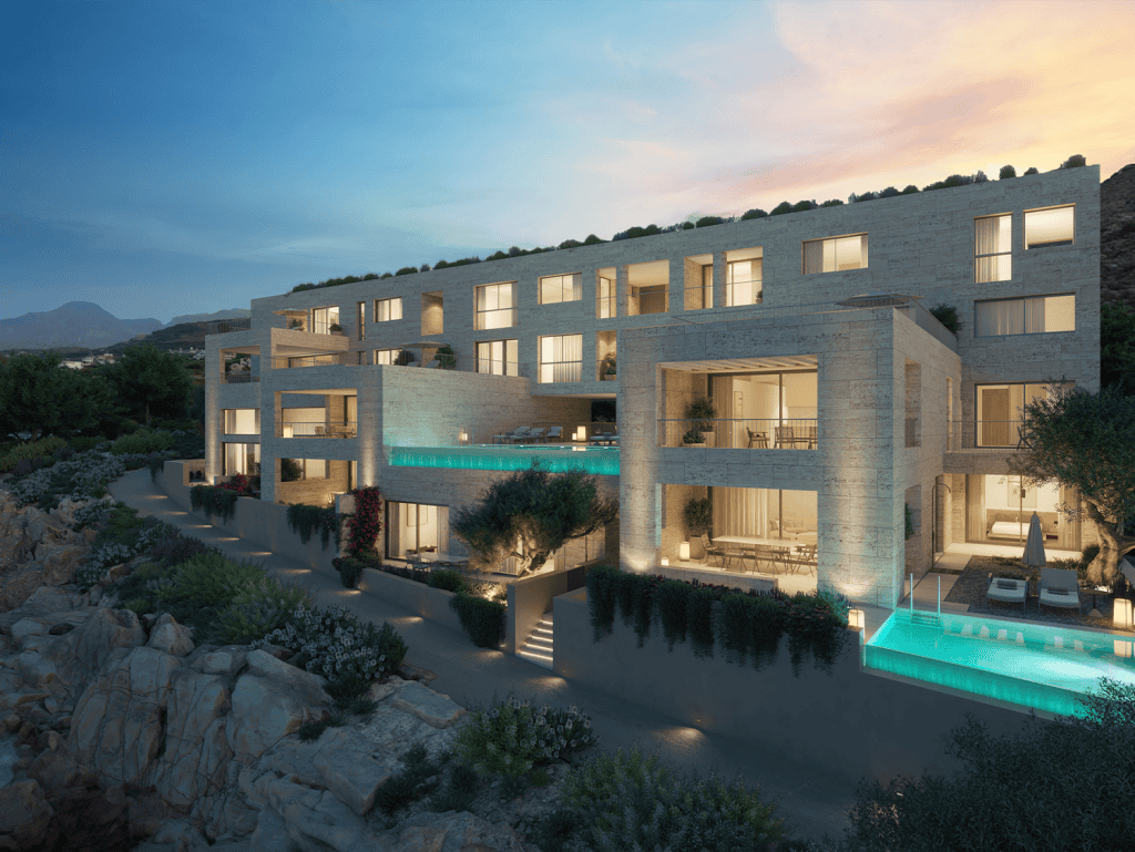 Modern waterfront apartments in Kissamos, Crete with stunning sea views.