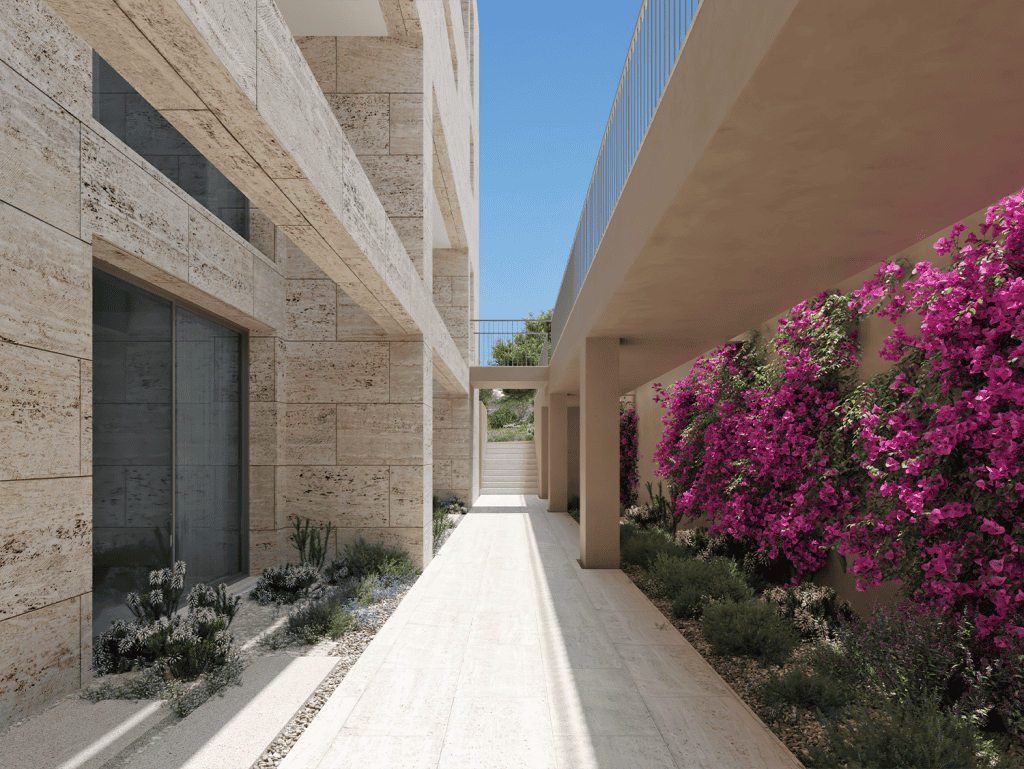 Modern Kissamos waterfront building in Crete, Greece.
