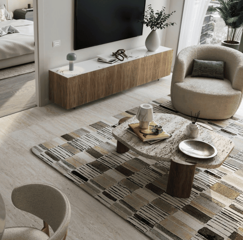 Bright, contemporary living space with cozy seating and elegant decor in Brickell, Miami.