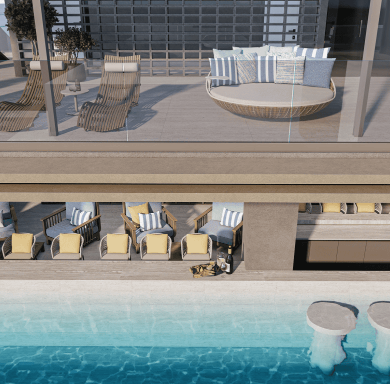 Luxurious apartment in Athens with a private pool and outdoor lounging area. Perfect for relaxing an.
