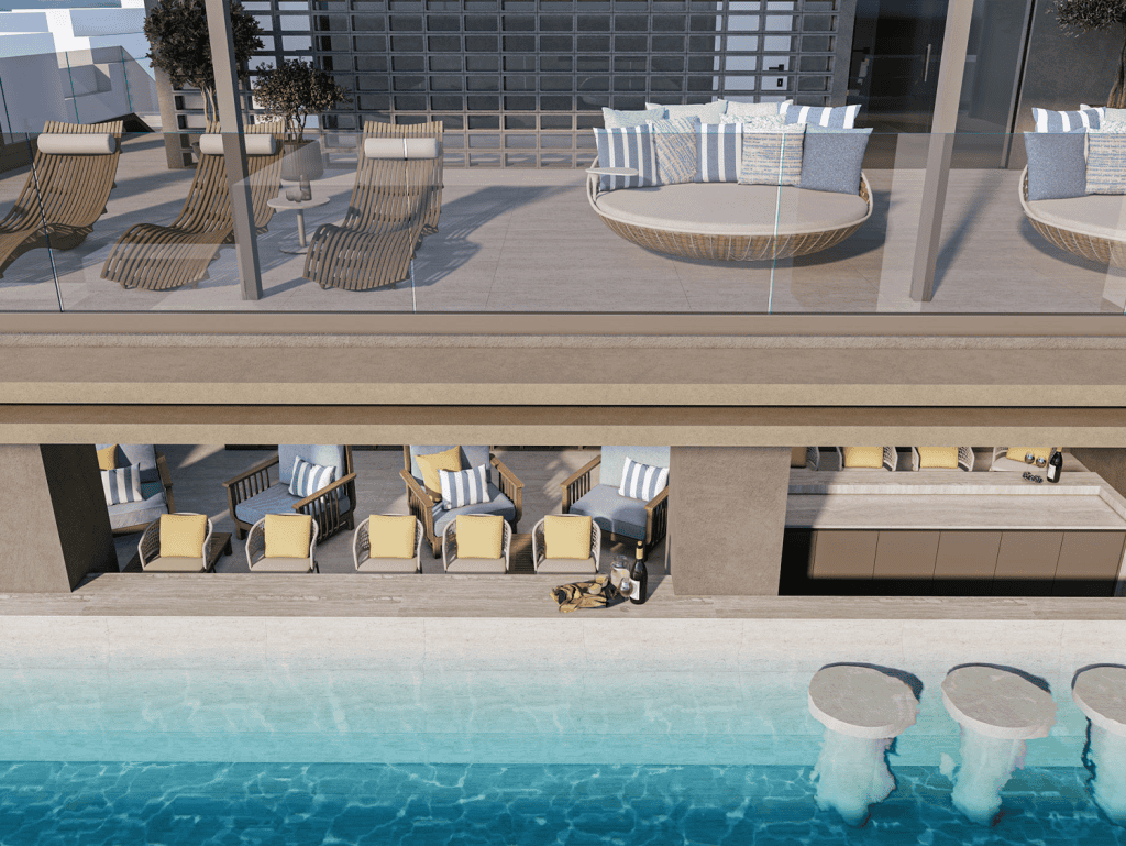 Luxurious apartment in Athens with a private pool and outdoor lounging area. Perfect for relaxing an.