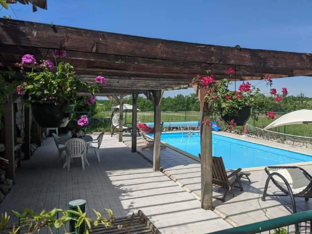 Equestrian property with pool, garden, and outdoor seating in Chatignac, France. Perfect for luxury.