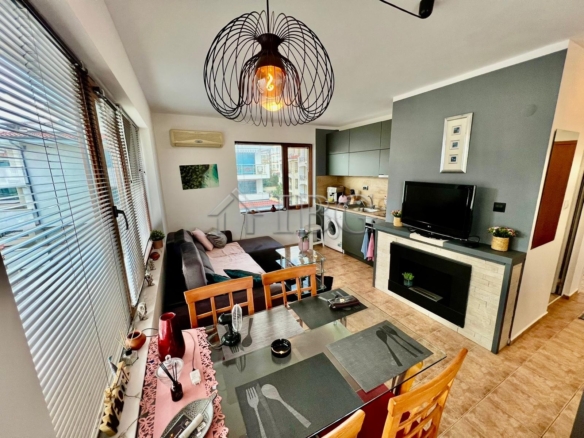 Modern two-bedroom apartment in Vista Del Mar, Ravda with stylish interior and open-plan living area.