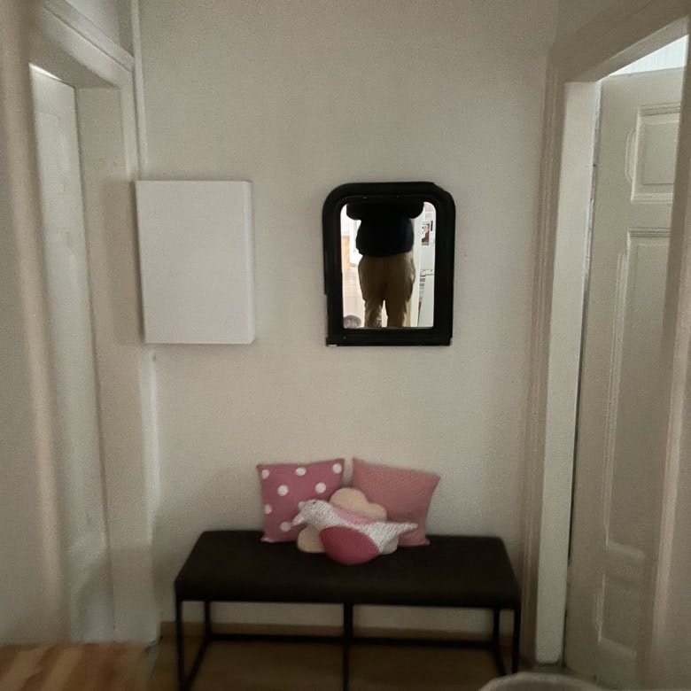 Charming 3-bedroom apartment in Altkirch, France, featuring a welcoming entryway with a mirror and d.