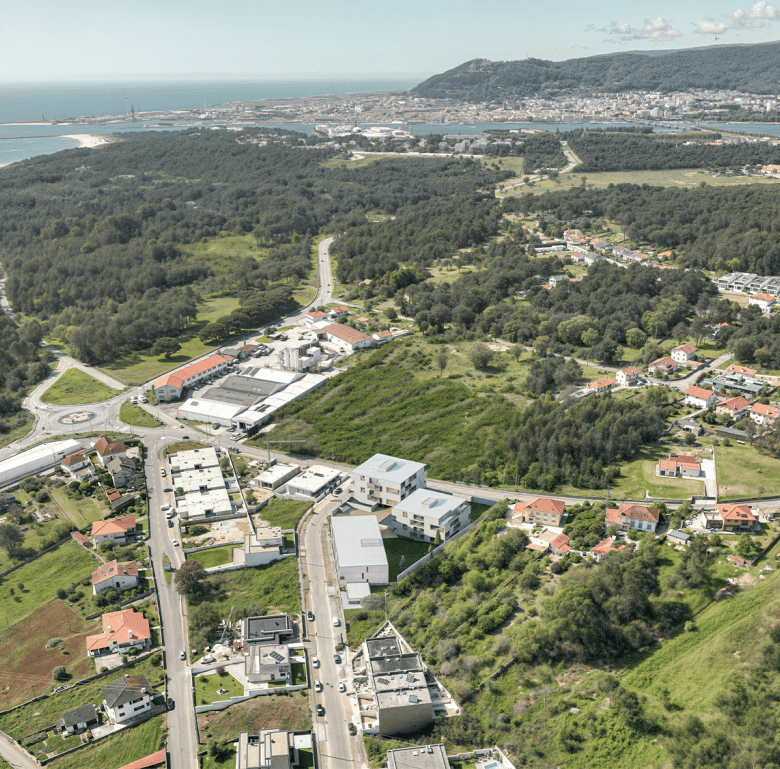 Aerial view of Almare in Viana do Castelo, Portugal, showcasing lush green landscapes and coastal pr.