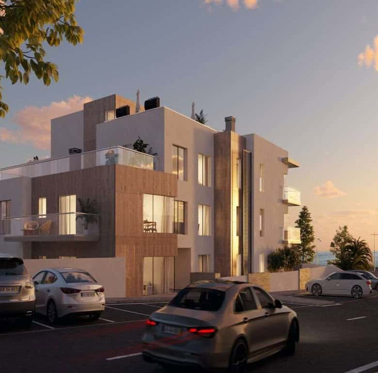 Seaside apartment with contemporary design, balconies, and ocean views in Sao Bernardino, Portugal.