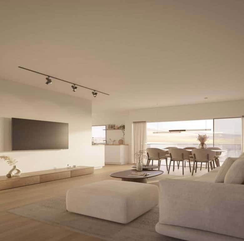 Modern living room with sea view in Sao Bernardino, Portugal.