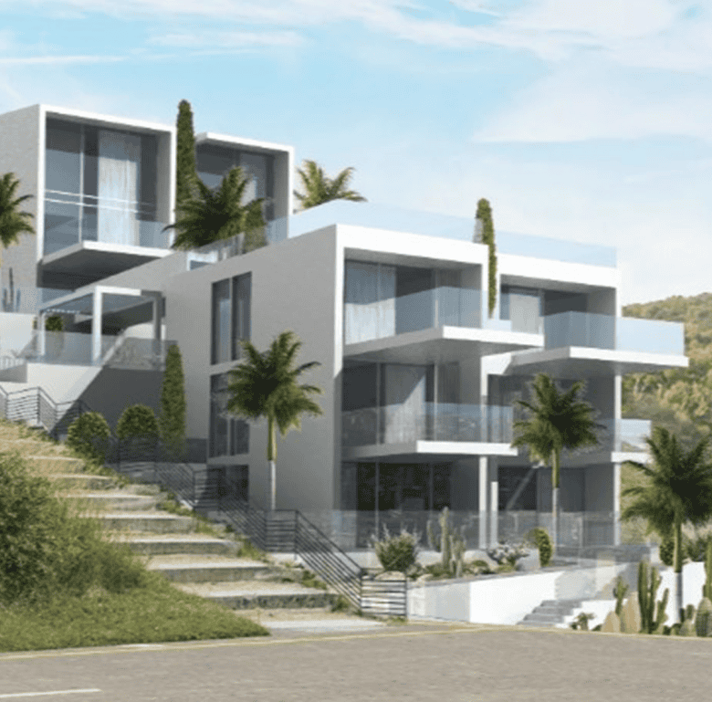 Villa with contemporary architecture overlooking Chamolia Beach, Athens, Greece.