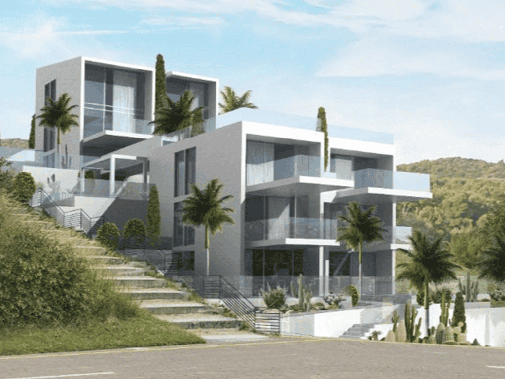 Villa with contemporary architecture overlooking Chamolia Beach, Athens, Greece.